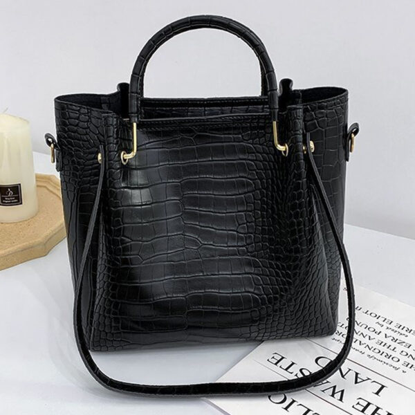 The Fab Bags 4-Pc Crocodile Pattern Genuine Leather Handbag - Image 2