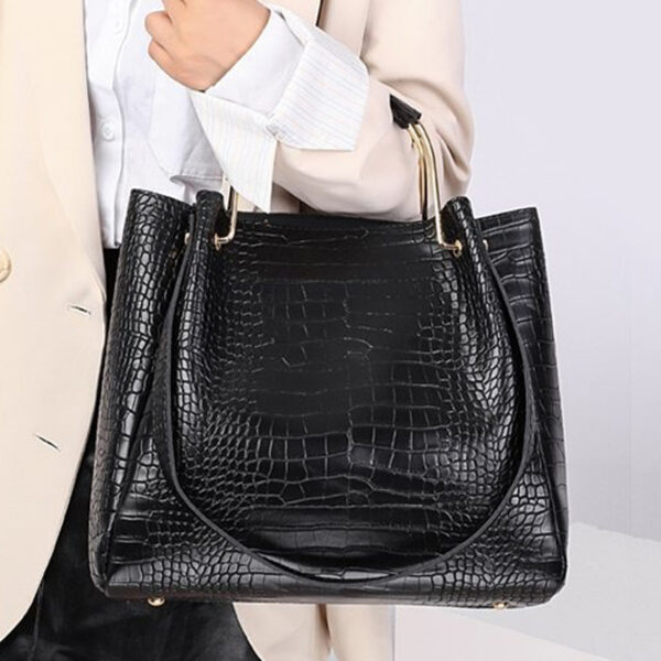 The Fab Bags 4-Pc Crocodile Pattern Genuine Leather Handbag - Image 4