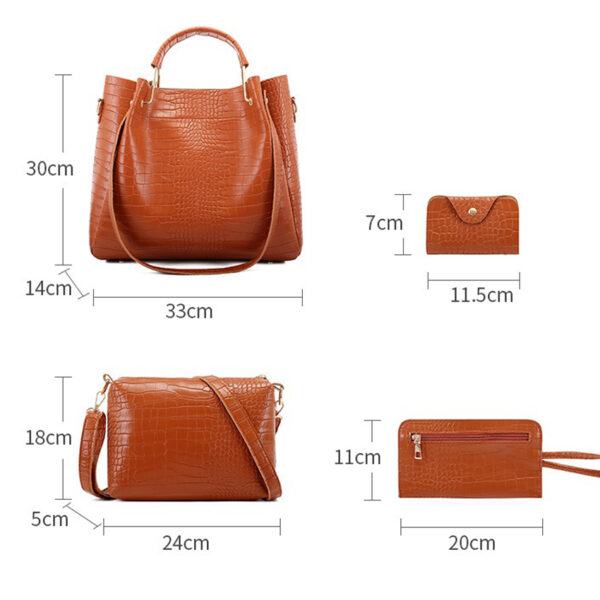 The Fab Bags 4-Pc Crocodile Pattern Genuine Leather Handbag - Image 8