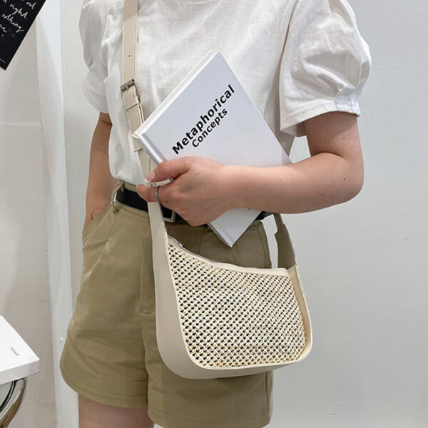 The Fab Bags Woven Straw Shoulder Bag with Curved Silhouette - Image 2