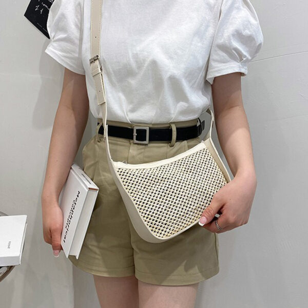 The Fab Bags Woven Straw Shoulder Bag with Curved Silhouette - Image 3