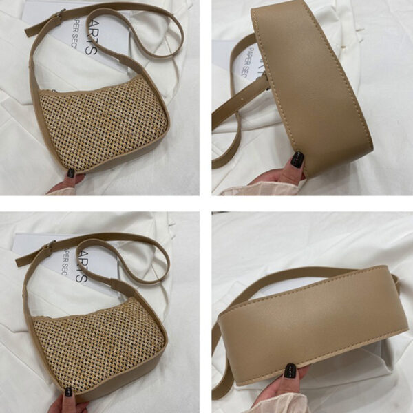 The Fab Bags Woven Straw Shoulder Bag with Curved Silhouette - Image 9