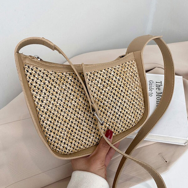 The Fab Bags Woven Straw Shoulder Bag with Curved Silhouette - Image 12