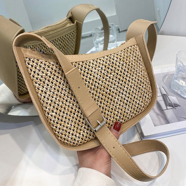 The Fab Bags Woven Straw Shoulder Bag with Curved Silhouette - Image 14