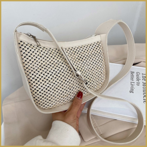 Convertible woven slingbag to shoulder bag for trendy TikTok videos.