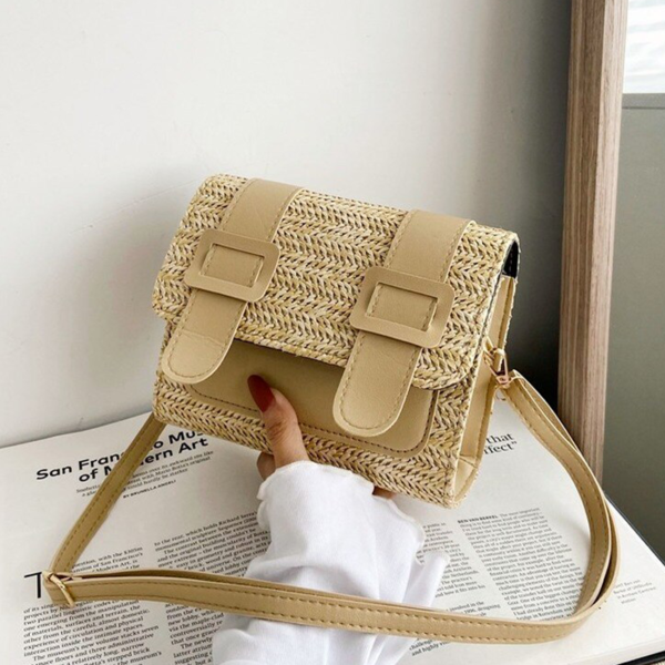 The Fab Bags Trendy Coffee/White Woven Slingbag - Image 3