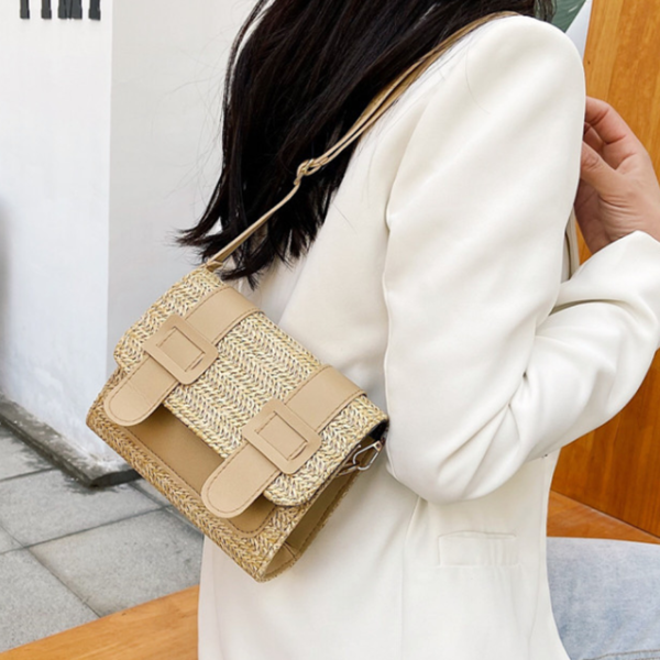 The Fab Bags Trendy Coffee/White Woven Slingbag - Image 5