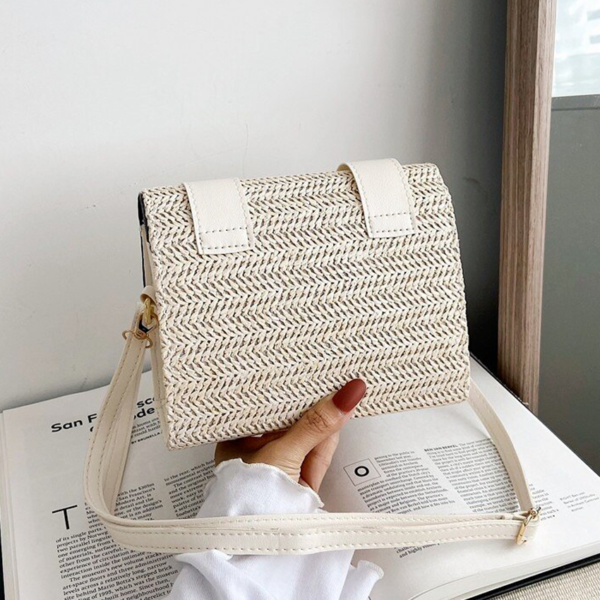 The Fab Bags Trendy Coffee/White Woven Slingbag - Image 7