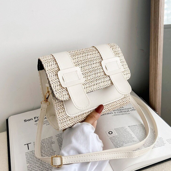 The Fab Bags Trendy Coffee/White Woven Slingbag - Image 9