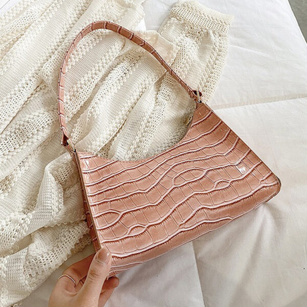 The Fab Bags Pale Crocodile-Embossed Shoulder Bag - Image 2