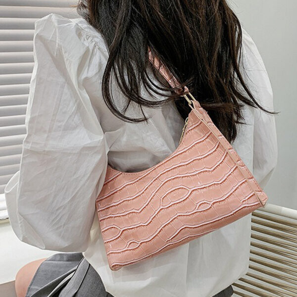 The Fab Bags Pale Crocodile-Embossed Shoulder Bag - Image 4