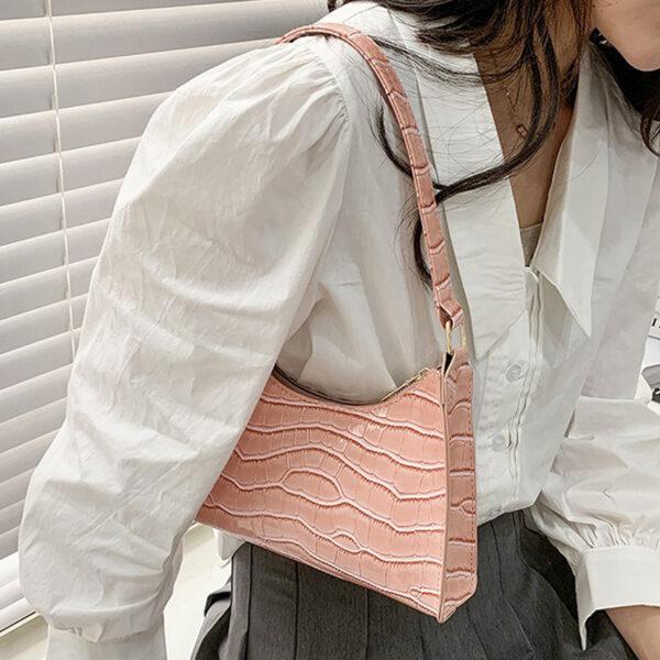 The Fab Bags Pale Crocodile-Embossed Shoulder Bag - Image 5