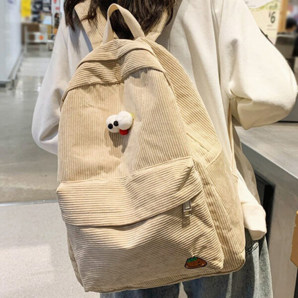 The Fab Bags Corduroy Backpack with Cute Googly Eyes Design - Image 5