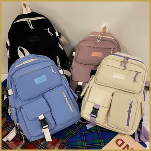 Multipocket nylon backpacks for school.