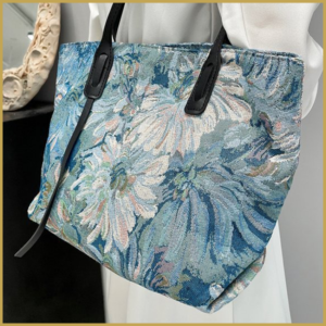 Classic and artsy textured canvas large tote bag.